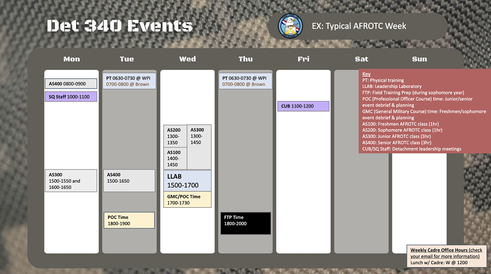 Typical AFROTC week schedule